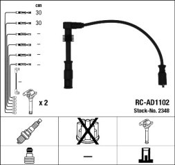 2348 NGK 2348 Комплект ізольованих проводів для свічок запалення RC AD1102