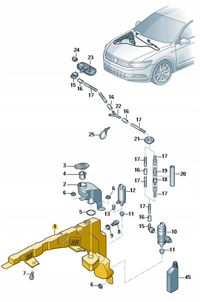 Volkswagen OE 3G0955453E Бак для омивача рідини vw passat b8 aso