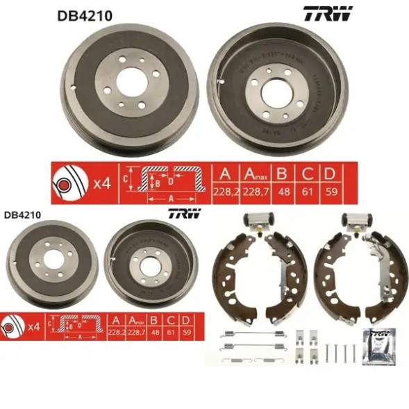 TRW DB4210 BK1769 Комплект гальмівні барабани + щелепи TRW