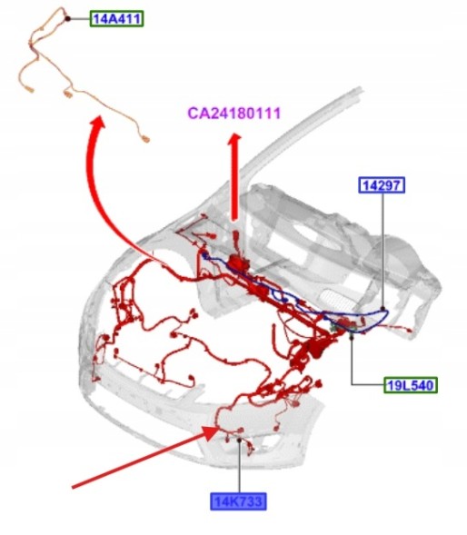 Ford OE ПРОВОДКА КАПОТУ FORD MONDEO 2010- 11 OEM 1719480 _ BG9T-14K733-CLD