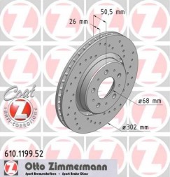 Zimmermann 610.1199.52 Ротори zimmermann sport передні volvo c70 i 302мм