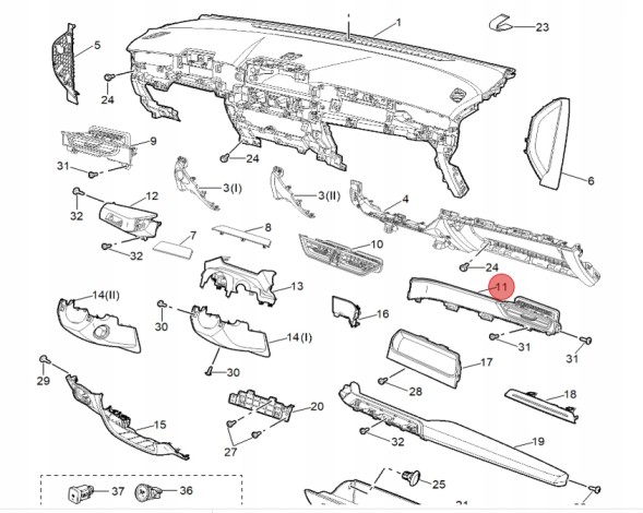 MG OE 11736207-ASH Решітка повітрозабірника права mg3