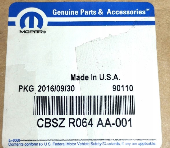 Fiat OE Блок керування подушками безпеки AIR BAG JEEP CHEROKEE KL 03-04 ОРИГІНАЛ CBSZR064AA