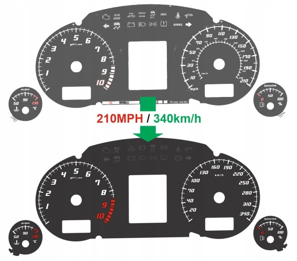 Moman 0089688091630 Lamborghini Gallardo Диски Лічильника годинники заміна MPH на KMH MoMan