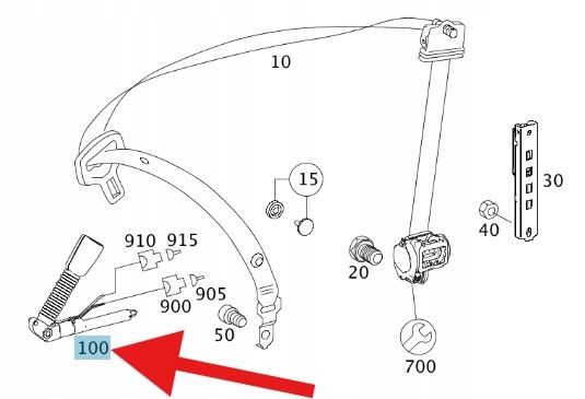 Mercedes-Benz OE ПРЯЖКА ПОЯСА БЕЗП ЛІВА ПЕРЕДНЯ MERCEDES ML W164 R W251 OE A25186003699051