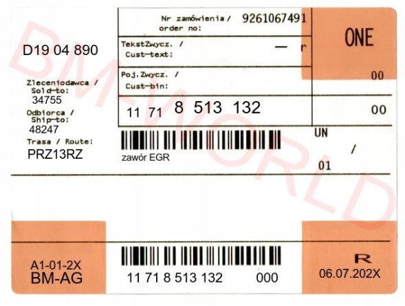 BMW OE 11 71 8 513 132 КЛАПАН ЕГР ПІДХОДИТЬ ДЛЯ: BMW 1 (F20), 1 (F21), 1 (F40), 2 (F22, F87), 2 (F23),
