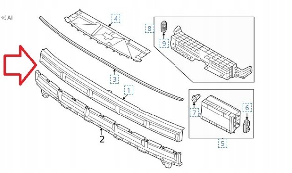 Hyundai OE 86351P6120, 86352P6020 Решітка радіатора Hyundai Santa Fe MX5 2024+ (нижня + верхня) 86351P6120 + 86352P6020