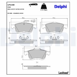 LP2168 DELPHI Комплект гальмівних колодок з 4 шт дисків