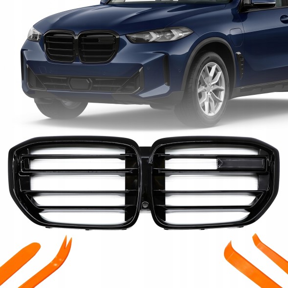 TOPGER KRG-BM-409 X РЕШІТКА РАДІАТОРА BMW X5 G18 2023- ЧОРНИЙ ГЛЯНЕЦЬ 2 РЕБРА X5M