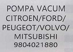 Citroen OE 9804021880 CITROEN OE ORYGINAŁ PAWELAUTOCZESCI НОВИЙ ОРИГІНАЛЬНИЙ НАСОС ВАКУУМУ CITROEN / PEUGEOT / FORD - 9804021880