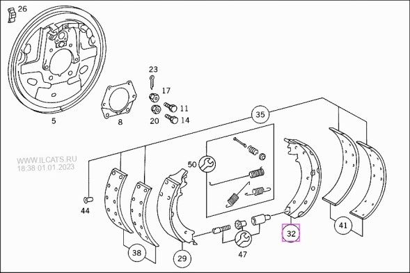 Mercedes-Benz OE A3094207619 Колодка гальмівна MERCEDES LK 608 D ОРИГ