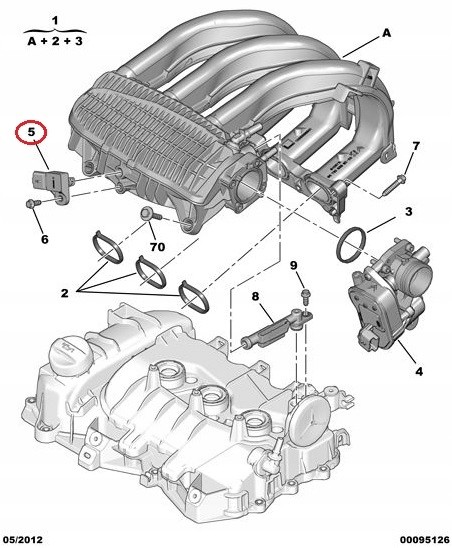 Groupe PSA 9670361980 КАРТА ДАТЧИКА ТИСКУ ПОВІТРЯ PEUGEOT CITROEN 1.2 12V VTI EB ORYG