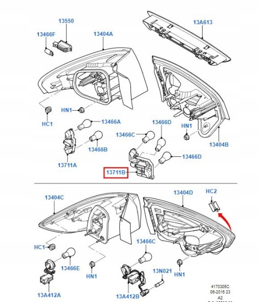 Ford OE 7S71-13N005-DA Оправа лампочки лампи задня ліва ford mondeo mk4 07-