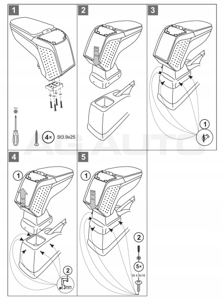 Rati V00349 Підлокітник для Suzuki Swift, 2005-2010, Armster2 Grey-Titan