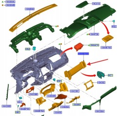 Ford OE ПАНЕЛЬ КОНСОЛІ З ПОВІТРЯНИМИ КАНАЛАМИ ДЛЯ FORD RANGER 15- OE 2335110 _ EB3B-41044K54-NDSMRI