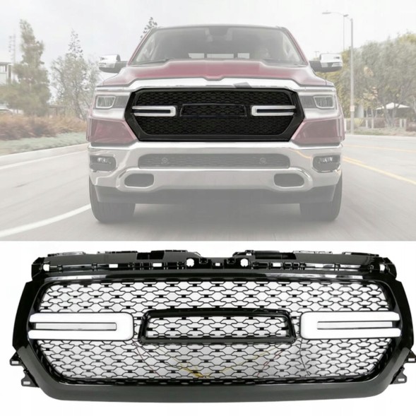 Китай JGD-RAM19-UGLEDGB Решітка-імітація бампера з LED + Поворотник - Глянсова DODGE RAM 1500 2019-2023
