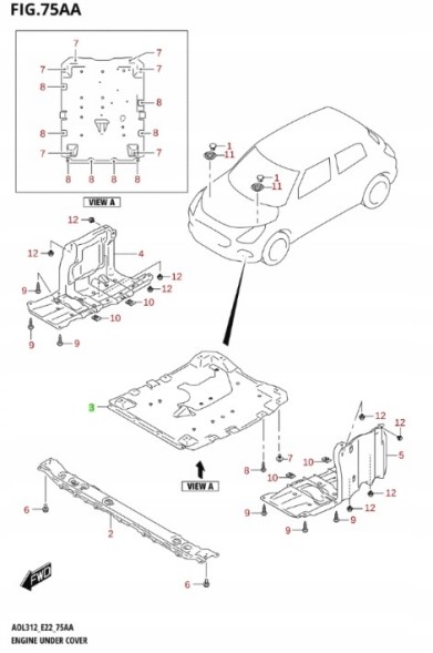 Suzuki OE 72411-70T00 SUZUKI SWIFT MK9 2024 - ЗАХИСТ ДВИГУНА (ПІДДОН)