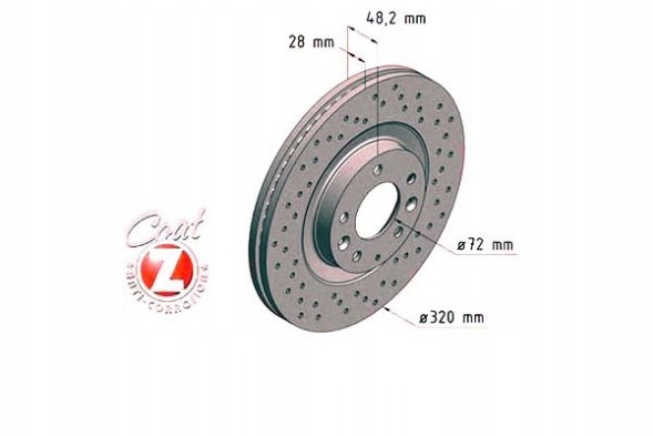 Zimmermann 370.3088.52 Гальмівний диск zimmermann sport coat з фронтом - mazda cx-7 cx-9 320мм