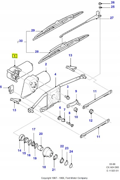 Ford OE 6138474 Б/у двигун склоочисника передній ford fiesta 1989-1996 oe 6138474