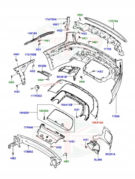 Land Rover OE Панель бампера Land Rover Range Rover Velar L560 LR093567 J8A217F879BA