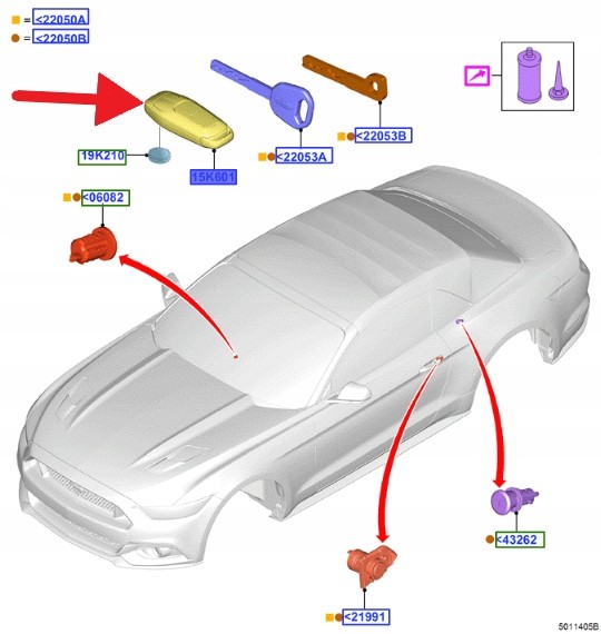 Ford OE JR3T-15K601-DD JR3Z15K601M КЛЮЧ ПУЛЬТ ДИСТАНЦІЙНОГО КЕРУВАННЯ FORD MUSTANG Mk6 2017-2023 ОРИГІНАЛ (OE) 2420597 _ JR3T-15K601-DD