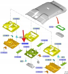 Ford OE H1BB-A519A58-DN3HV1 H1BZ58519A70DL КОНСОЛЬ ДАХУ FORD PUMA 2024- OE 2403581 _ H1BB-A519A58-DK3HV1