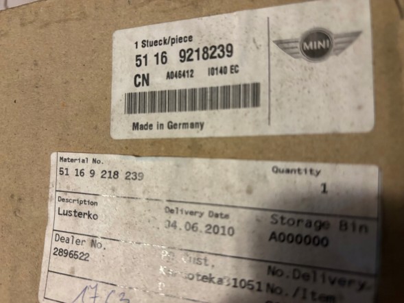 BMW OE 51169218239 MINI R57 Дзеркало заднього виду 5116 9218239 9302879